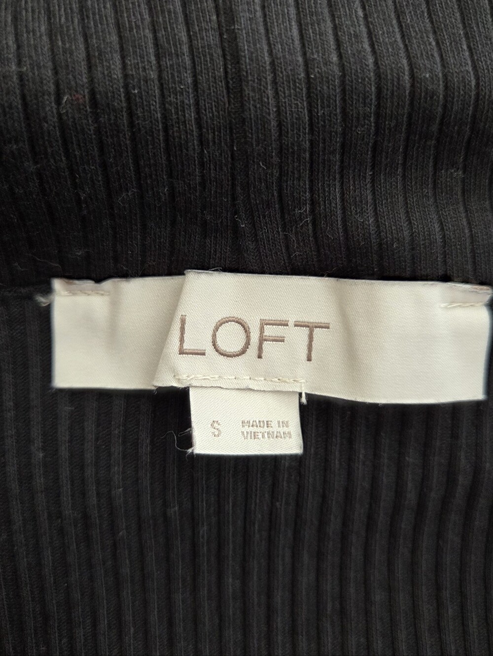Loft Black Ribbed Knit Off-the-shoulder Short Sleeve Top, Size Small - Picture 4 of 6